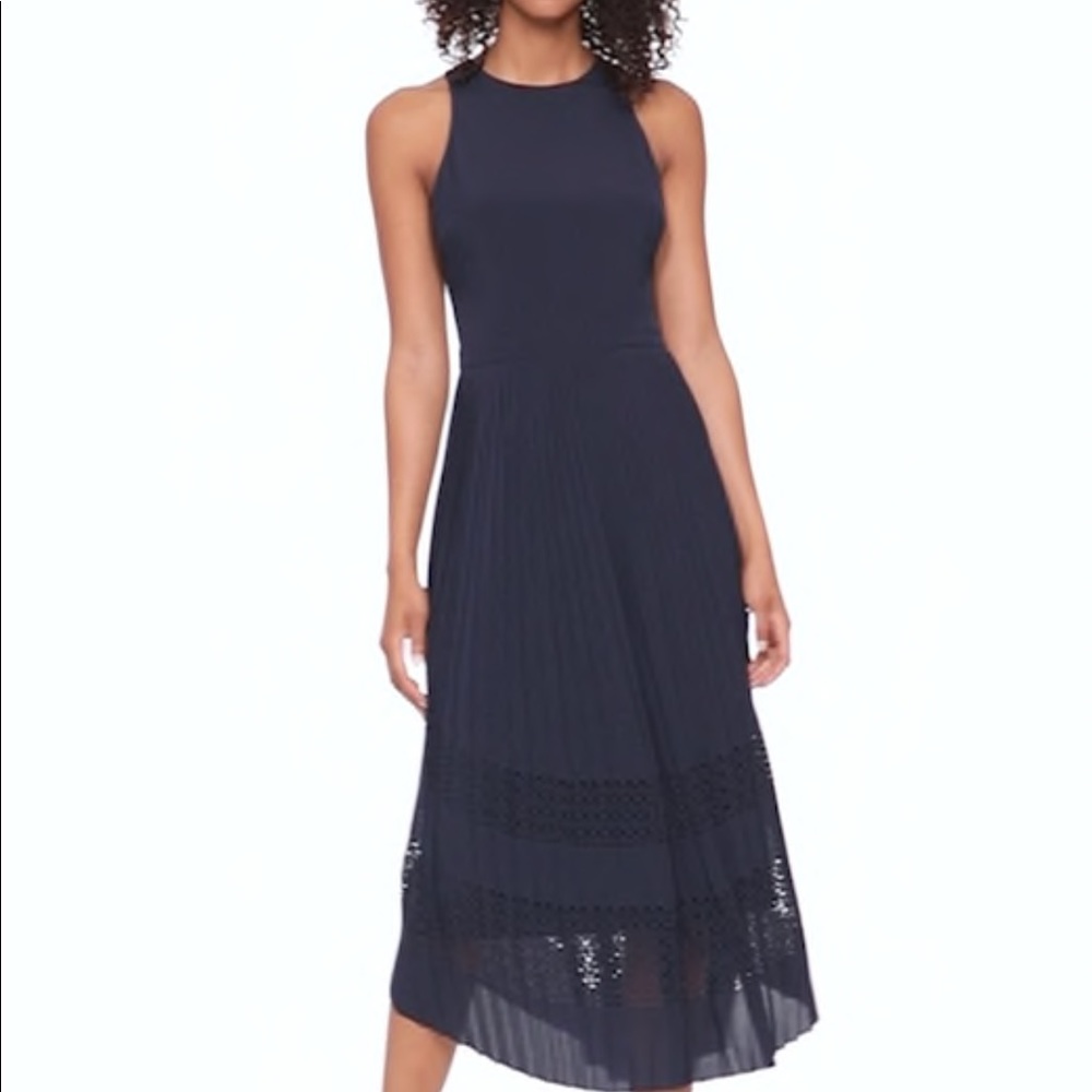 Laser-Cut Curved-Hem Midi Dress Banana Repiblic